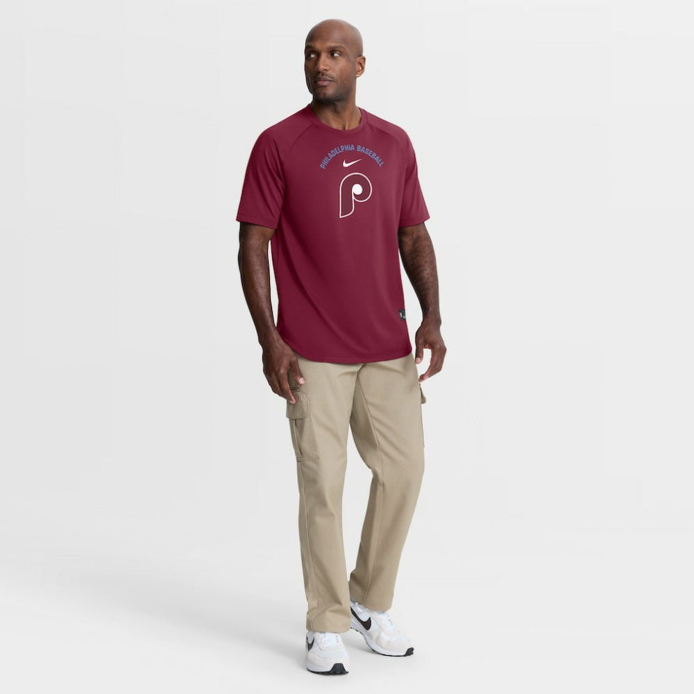 Burgundy Philadelphia Phillies Nike Authentic Collection Batting Practice Pre-Game Raglan Dri-FIT Top