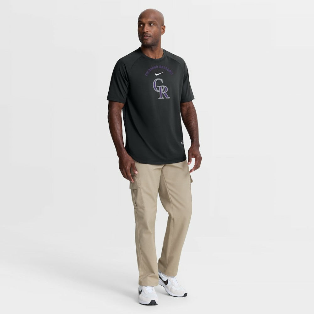 Black Colorado Rockies Nike Authentic Collection Batting Practice Pre-Game Raglan Dri-FIT Top