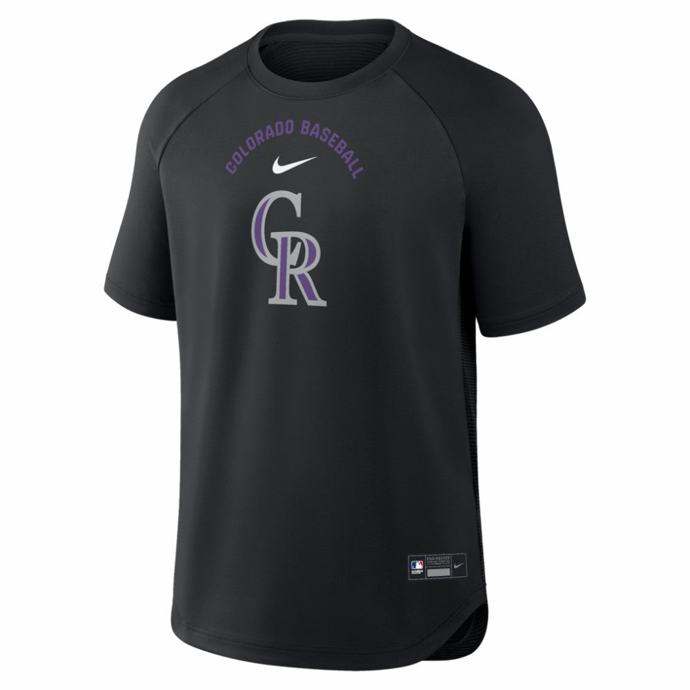 Black Colorado Rockies Nike Authentic Collection Batting Practice Pre-Game Raglan Dri-FIT Top