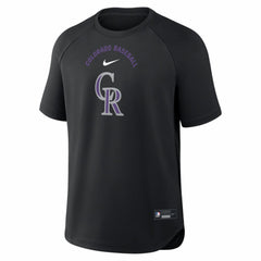 Black Colorado Rockies Nike Authentic Collection Batting Practice Pre-Game Raglan Dri-FIT Top
