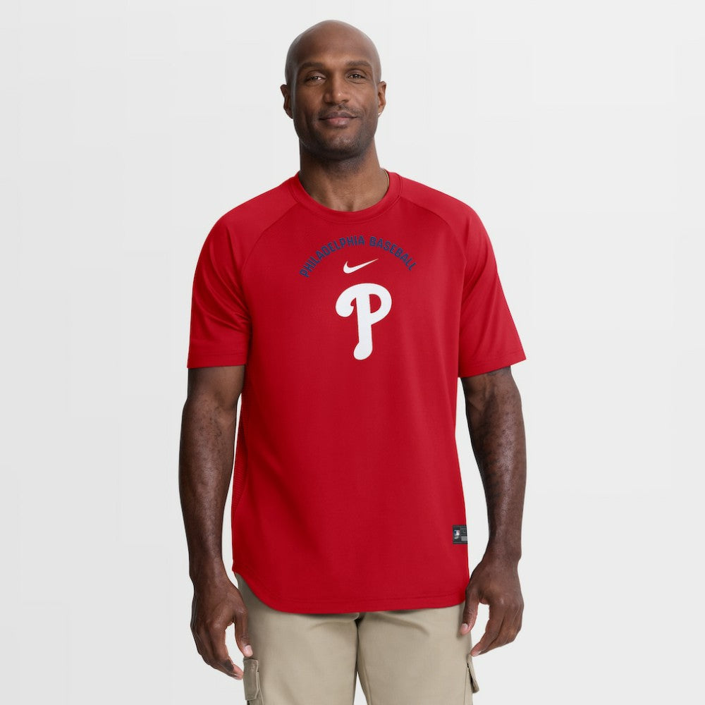 Red Philadelphia Phillies Nike Authentic Collection Batting Practice Pre-Game Raglan Dri-FIT Top