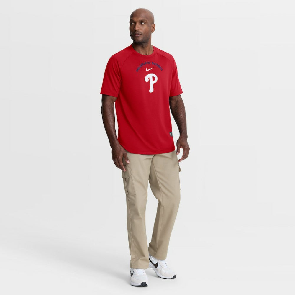 Red Philadelphia Phillies Nike Authentic Collection Batting Practice Pre-Game Raglan Dri-FIT Top