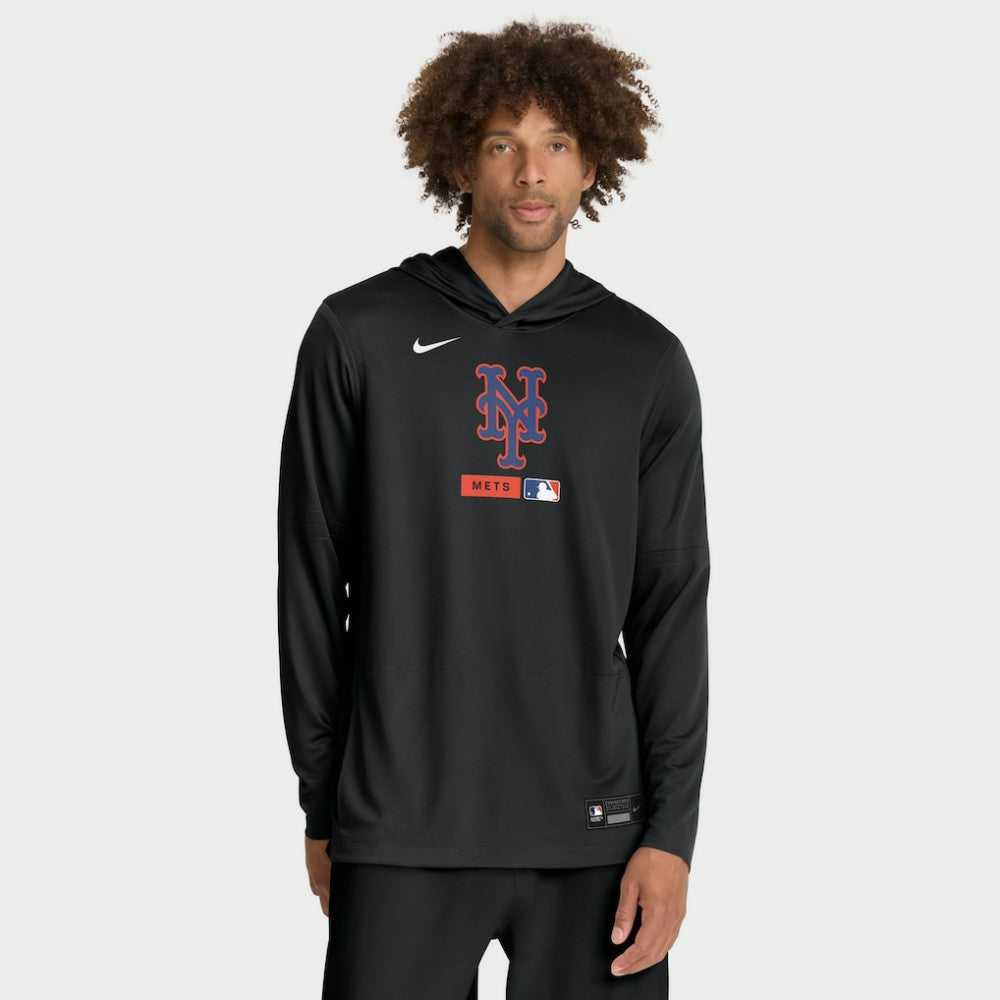 Black New York Mets Nike Authentic Collection Dri-FIT Long Sleeve Hooded T-Shirt