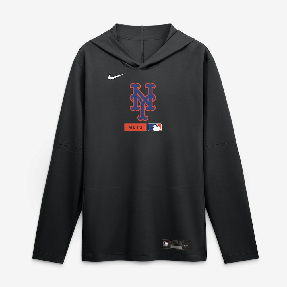 Black New York Mets Nike Authentic Collection Dri-FIT Long Sleeve Hooded T-Shirt