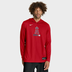 Red Los Angeles Angels Nike Authentic Collection Dri-FIT Long Sleeve Hooded T-Shirt