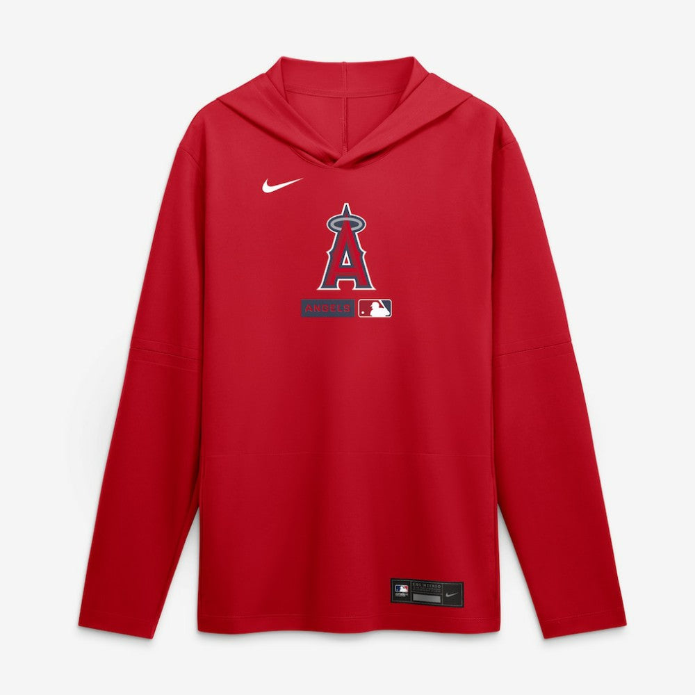 Red Los Angeles Angels Nike Authentic Collection Dri-FIT Long Sleeve Hooded T-Shirt