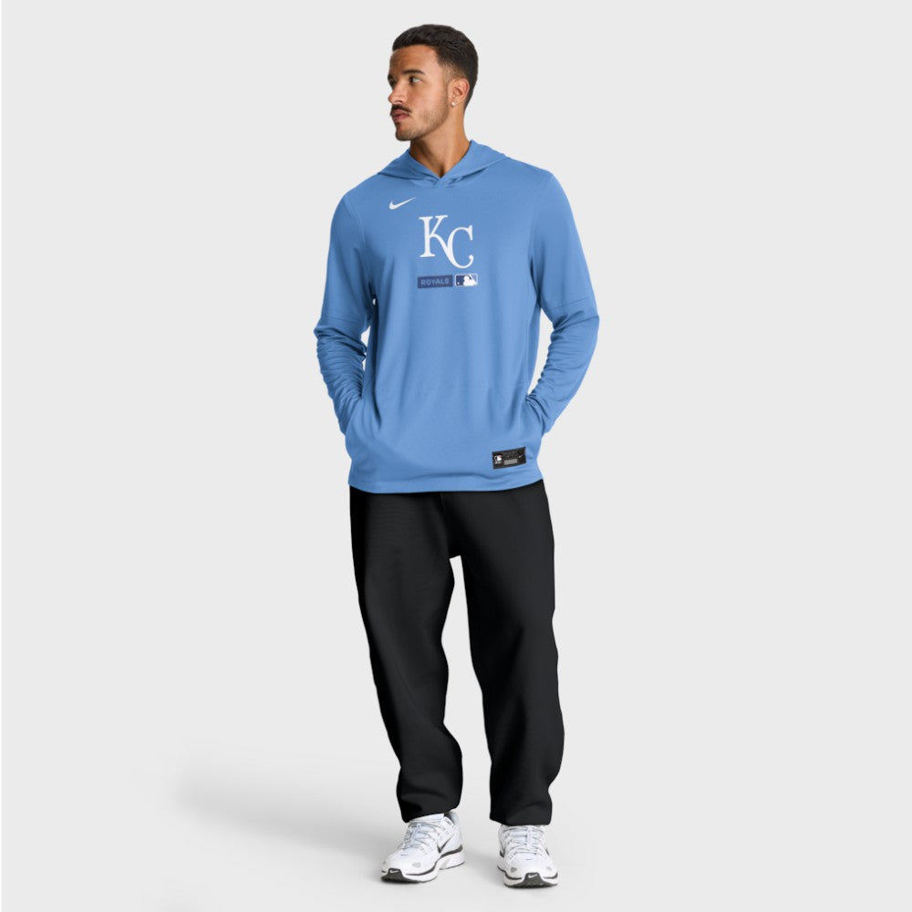 Light Blue Kansas City Royals Nike Authentic Collection Dri-FIT Long Sleeve Hooded T-Shirt