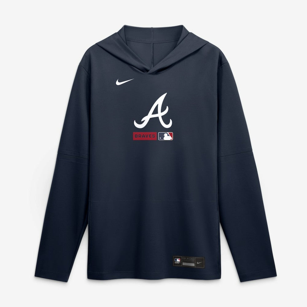 Navy Atlanta Braves Nike Authentic Collection Dri-FIT Long Sleeve Hooded T-Shirt