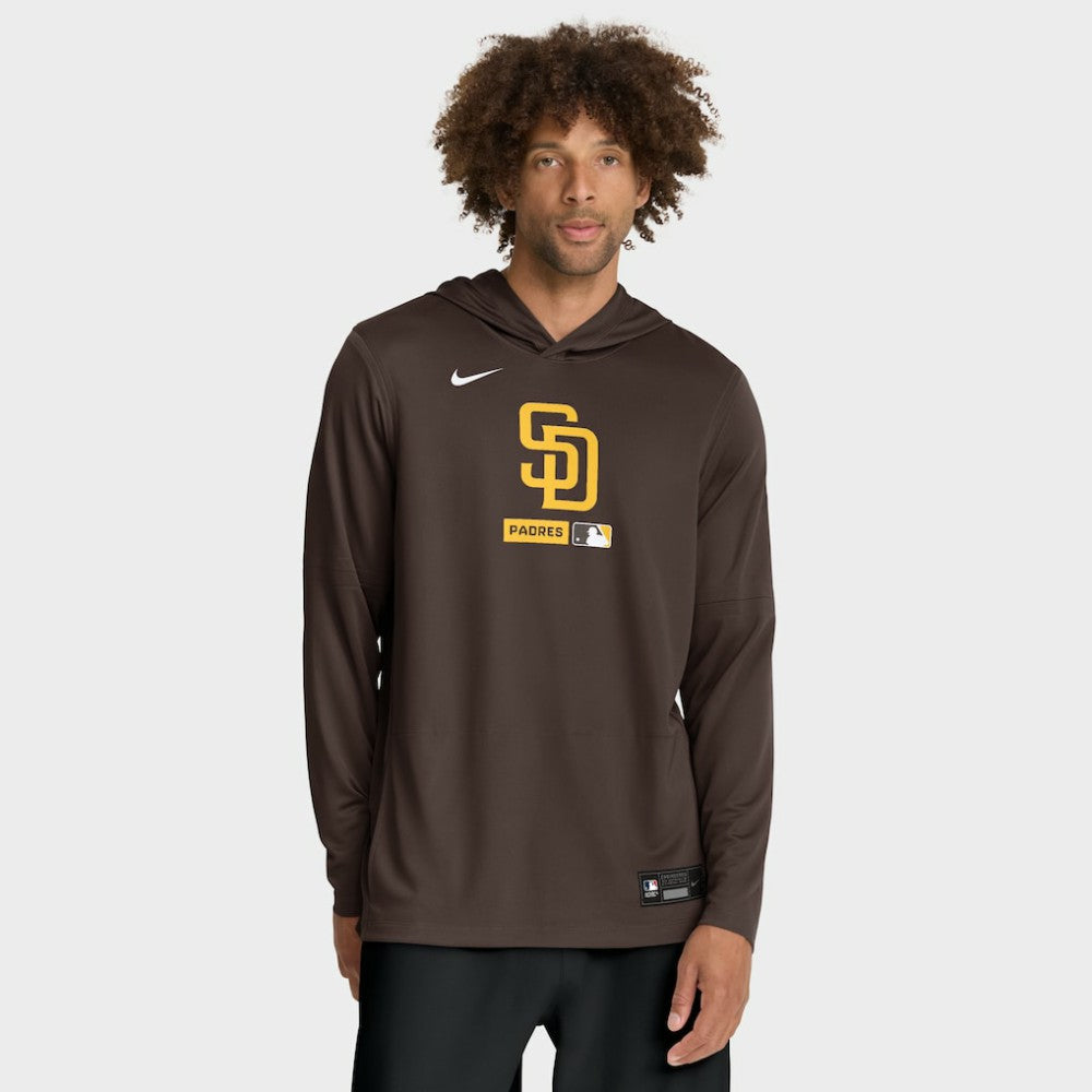 Brown San Diego Padres Nike Authentic Collection Dri-FIT Long Sleeve Hooded T-Shirt