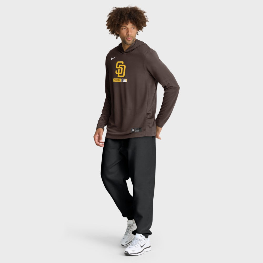 Brown San Diego Padres Nike Authentic Collection Dri-FIT Long Sleeve Hooded T-Shirt