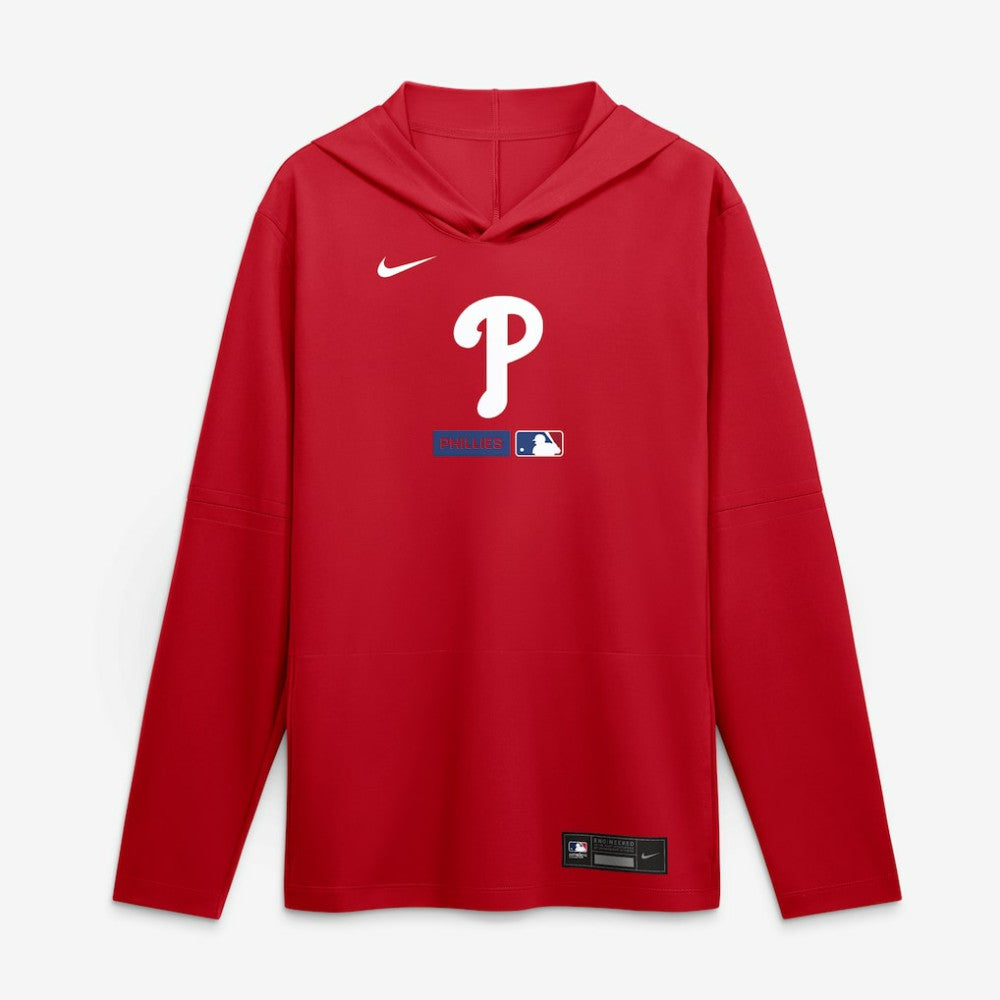 Red Philadelphia Phillies Nike Authentic Collection Dri-FIT Long Sleeve Hooded T-Shirt