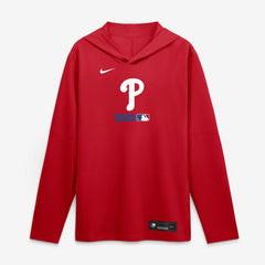 Red Philadelphia Phillies Nike Authentic Collection Dri-FIT Long Sleeve Hooded T-Shirt