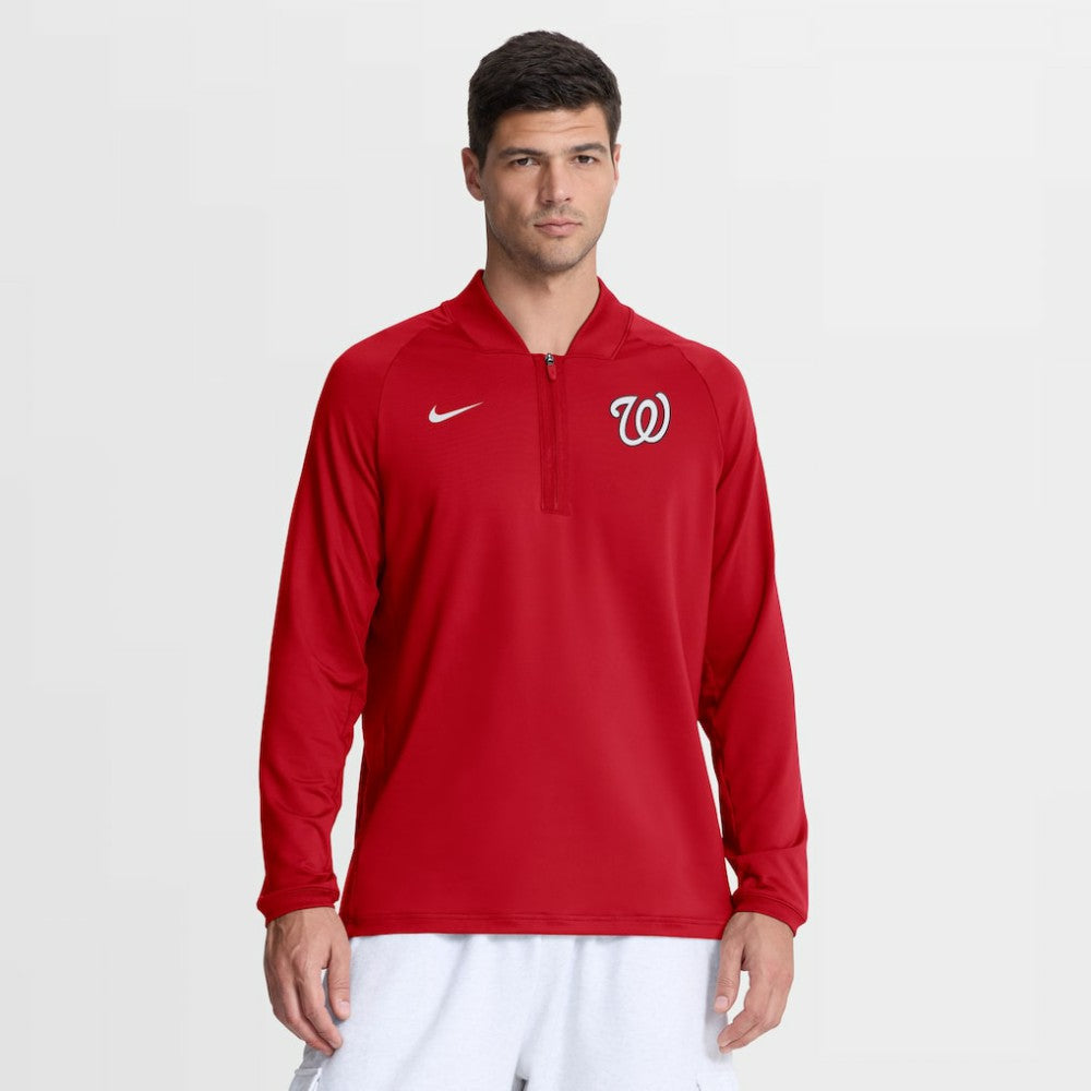 Red Washington Nationals Nike Authentic Collection Dri-FIT Raglan Half-Zip Pullover