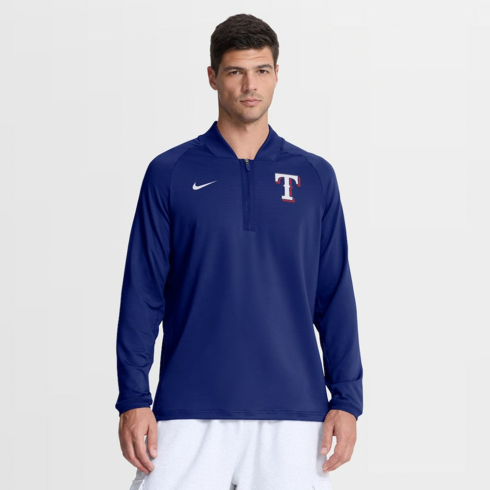 Royal Texas Rangers Nike Authentic Collection Dri-FIT Raglan Half-Zip Pullover