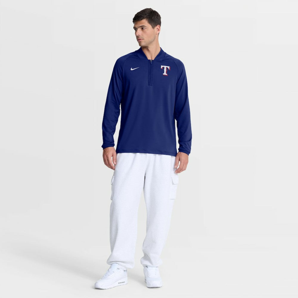 Royal Texas Rangers Nike Authentic Collection Dri-FIT Raglan Half-Zip Pullover