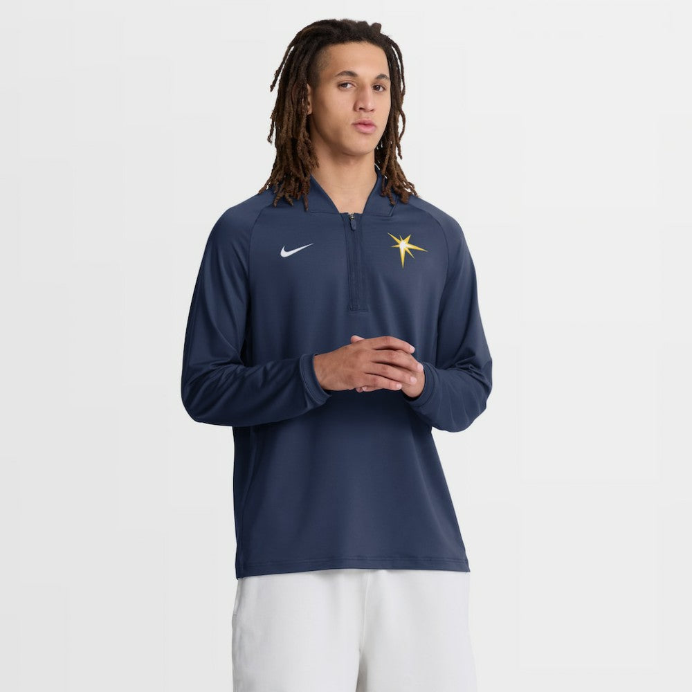 Navy Tampa Bay Rays Nike Authentic Collection Dri-FIT Raglan Half-Zip Pullover