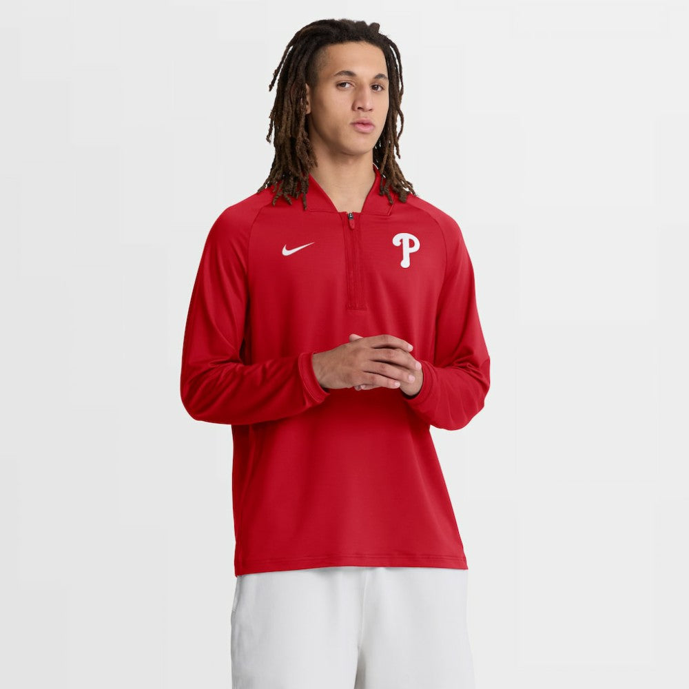 Red Philadelphia Phillies Nike Authentic Collection Dri-FIT Raglan Half-Zip Pullover