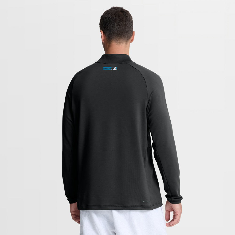 Black Miami Marlins Nike Authentic Collection Dri-FIT Raglan Half-Zip Pullover