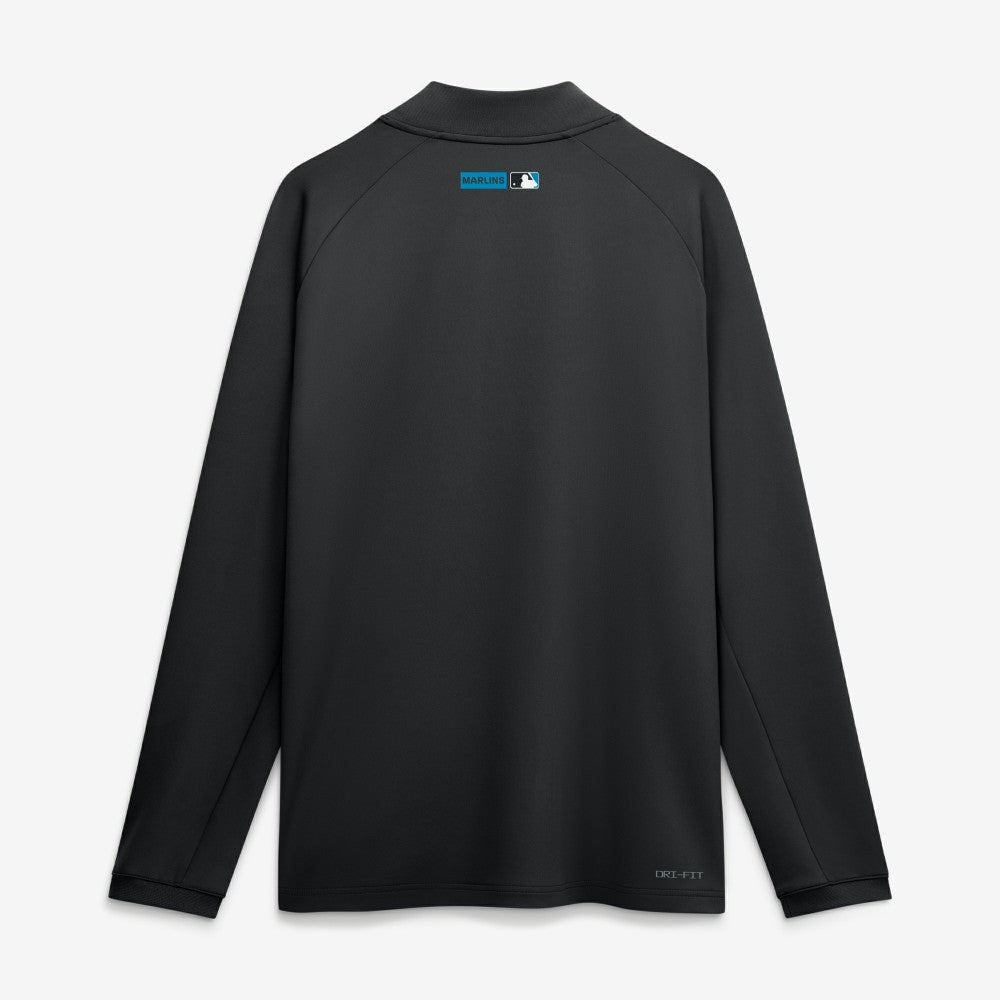 Black Miami Marlins Nike Authentic Collection Dri-FIT Raglan Half-Zip Pullover