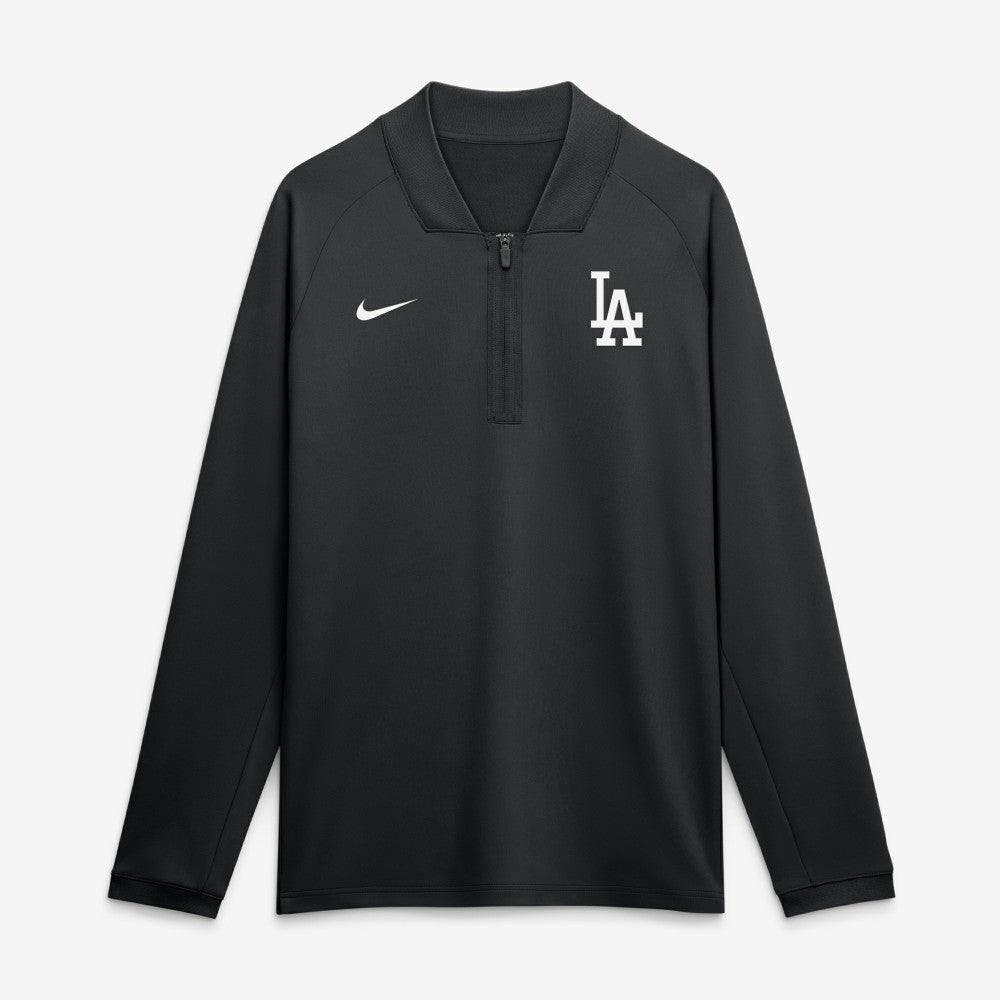 Black Los Angeles Dodgers Nike Authentic Collection Dri-FIT Raglan Half-Zip Pullover