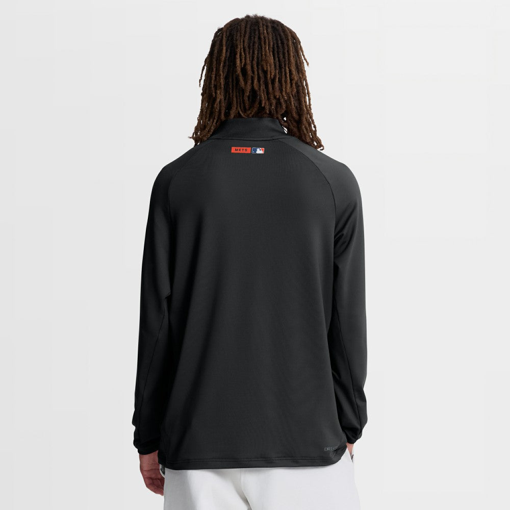 Black New York Mets Nike Authentic Collection Dri-FIT Raglan Half-Zip Pullover