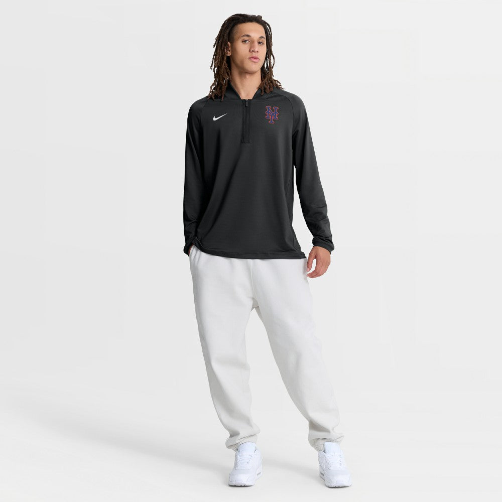 Black New York Mets Nike Authentic Collection Dri-FIT Raglan Half-Zip Pullover