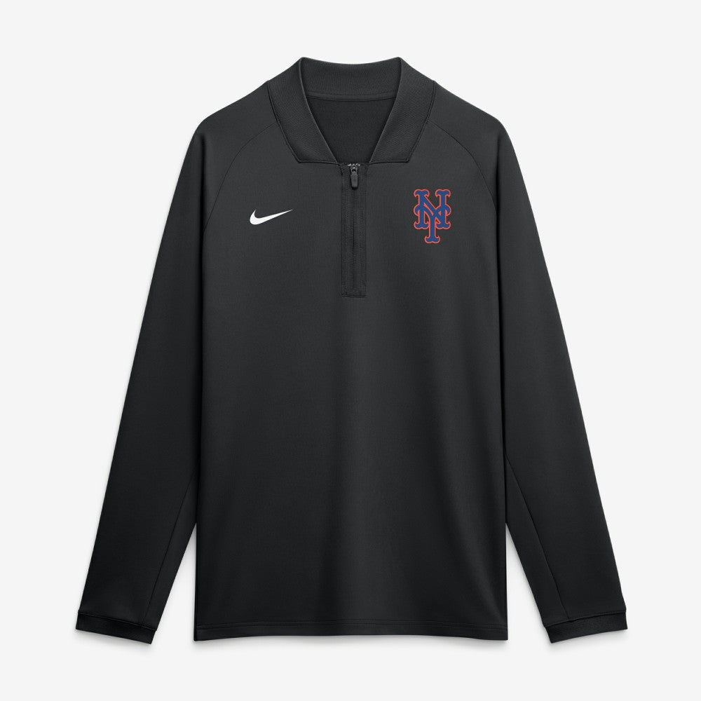 Black New York Mets Nike Authentic Collection Dri-FIT Raglan Half-Zip Pullover