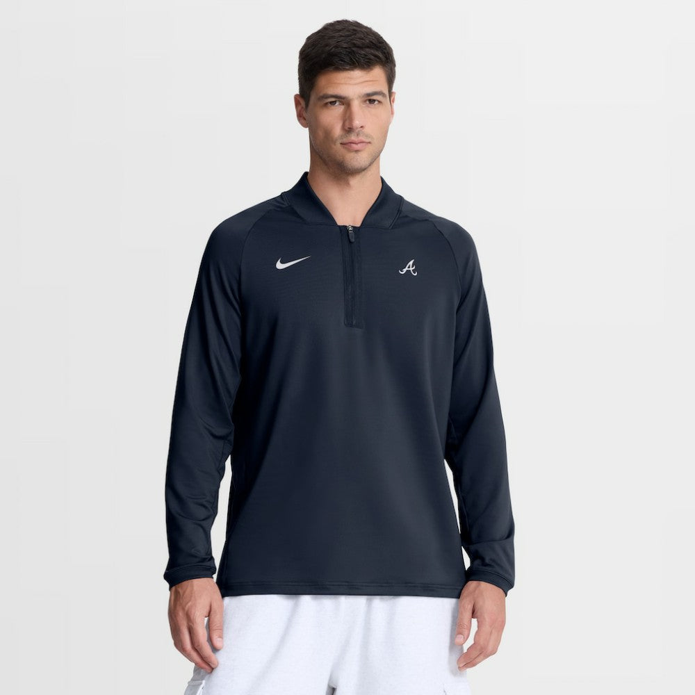 Navy Atlanta Braves Nike Authentic Collection Dri-FIT Raglan Half-Zip Pullover