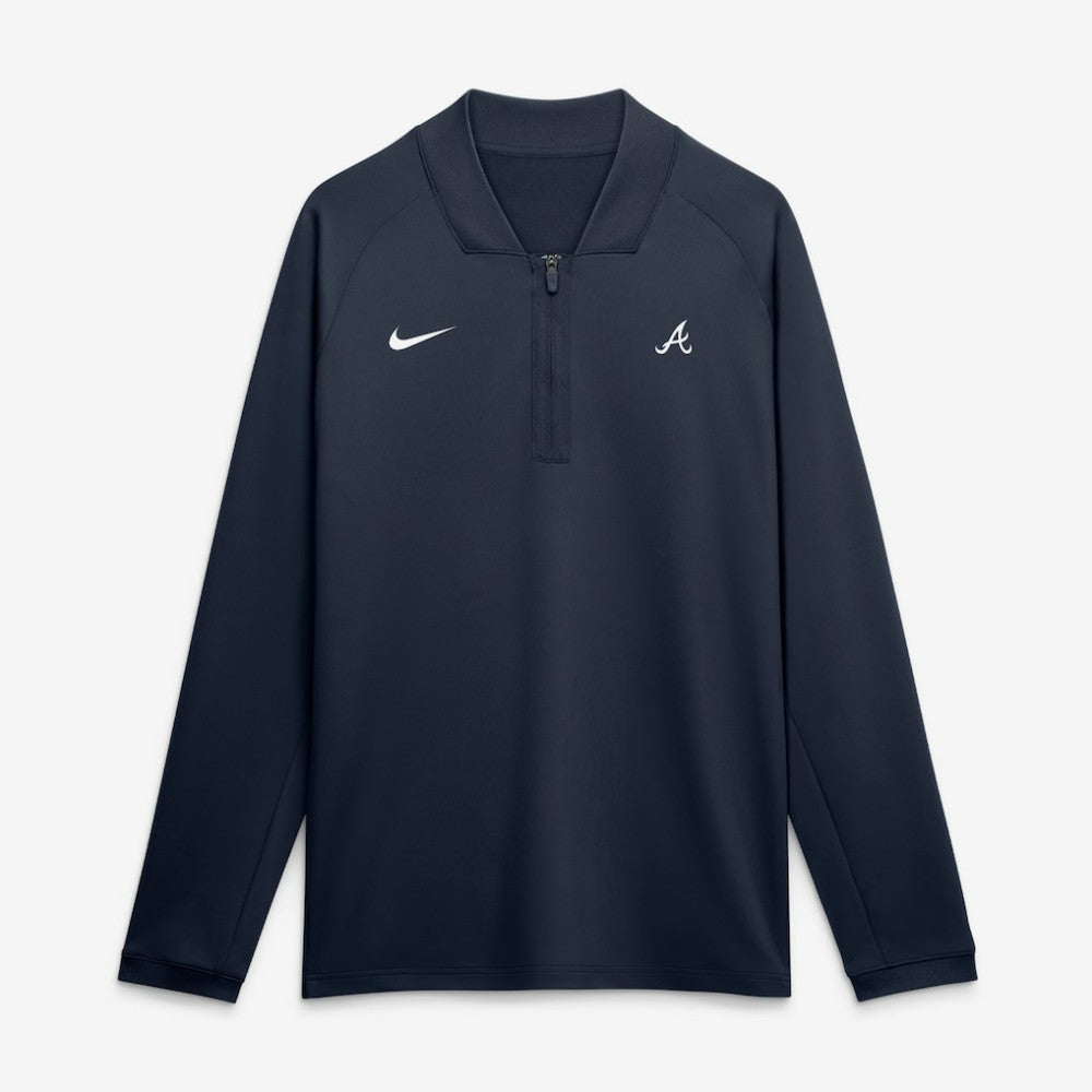 Navy Atlanta Braves Nike Authentic Collection Dri-FIT Raglan Half-Zip Pullover