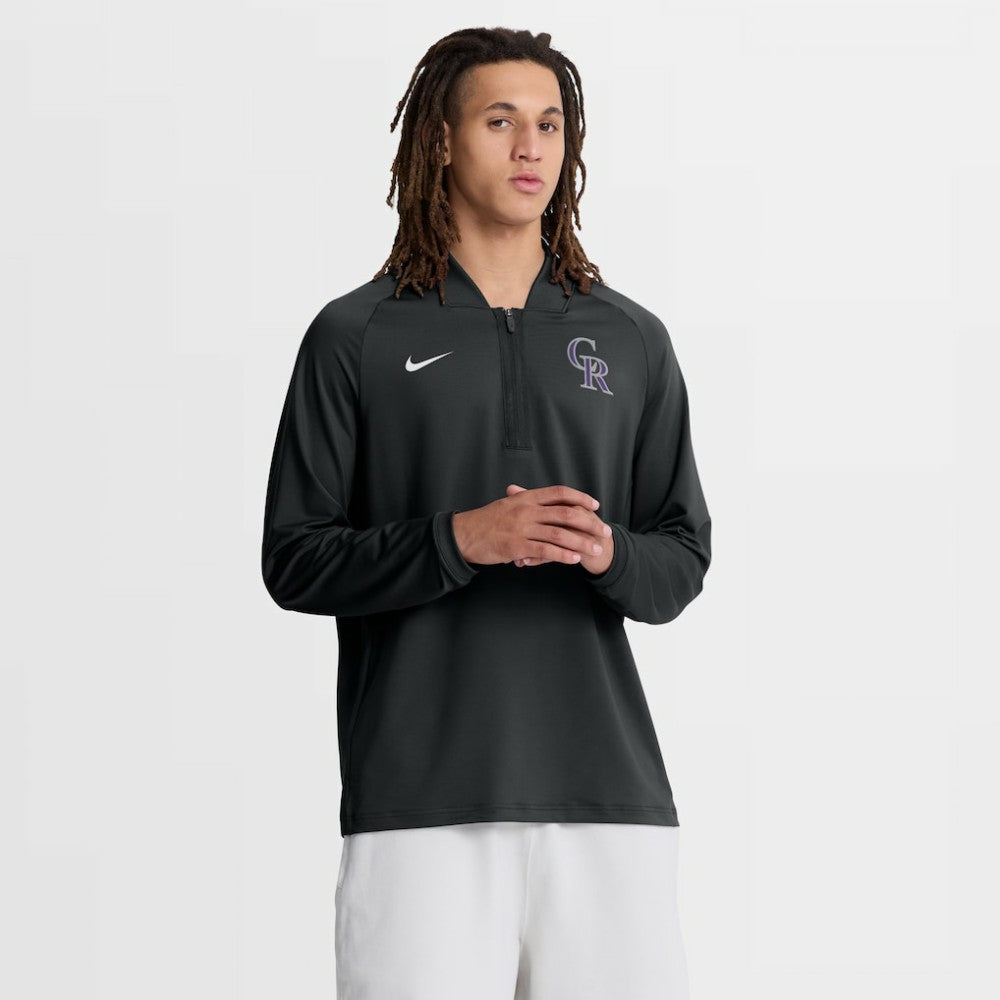 Black Colorado Rockies Nike Authentic Collection Dri-FIT Raglan Half-Zip Pullover
