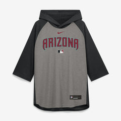 Gray Arizona Diamondbacks Nike Authentic Collection Flux Dri-FIT Raglan 3/4-Sleeve Hooded T-Shirt