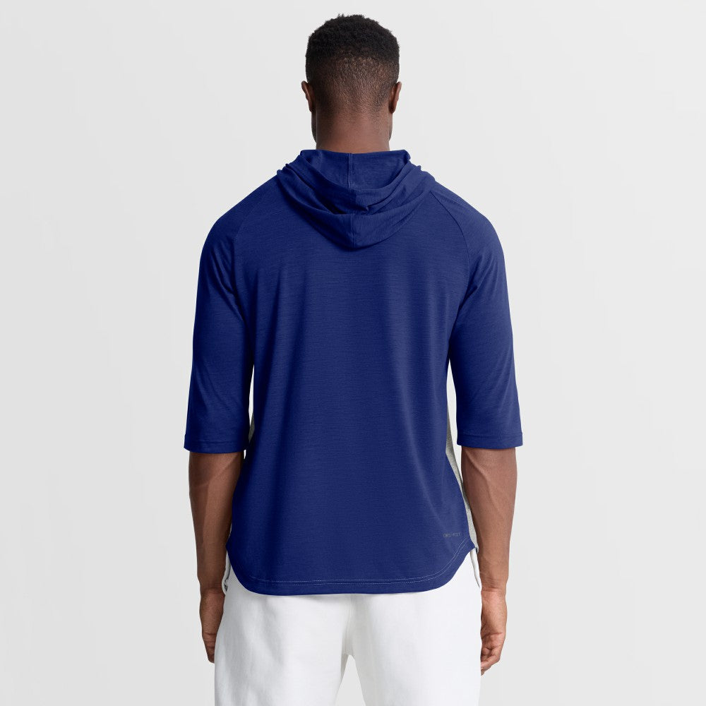 Gray Los Angeles Dodgers Nike Authentic Collection Flux Dri-FIT Raglan 3/4-Sleeve Hooded T-Shirt