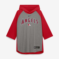 Gray Los Angeles Angels Nike Authentic Collection Flux Dri-FIT Raglan 3/4-Sleeve Hooded T-Shirt