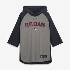 Gray Cleveland Guardians Nike Authentic Collection Flux Dri-FIT Raglan 3/4-Sleeve Hooded T-Shirt