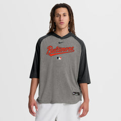Gray Baltimore Orioles Nike Authentic Collection Flux Dri-FIT Raglan 3/4-Sleeve Hooded T-Shirt
