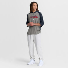 Gray Atlanta Braves Nike Authentic Collection Flux Dri-FIT Raglan 3/4-Sleeve Hooded T-Shirt
