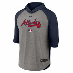 Gray Atlanta Braves Nike Authentic Collection Flux Dri-FIT Raglan 3/4-Sleeve Hooded T-Shirt