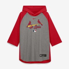 Gray St. Louis Cardinals Nike Authentic Collection Flux Dri-FIT Raglan 3/4-Sleeve Hooded T-Shirt
