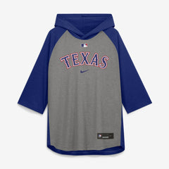 Gray Texas Rangers Nike Authentic Collection Flux Dri-FIT Raglan 3/4-Sleeve Hooded T-Shirt