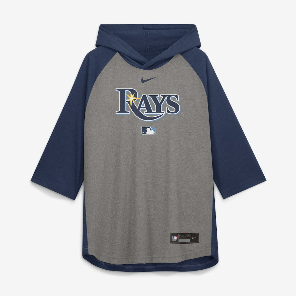 Gray Tampa Bay Rays Nike Authentic Collection Flux Dri-FIT Raglan 3/4-Sleeve Hooded T-Shirt
