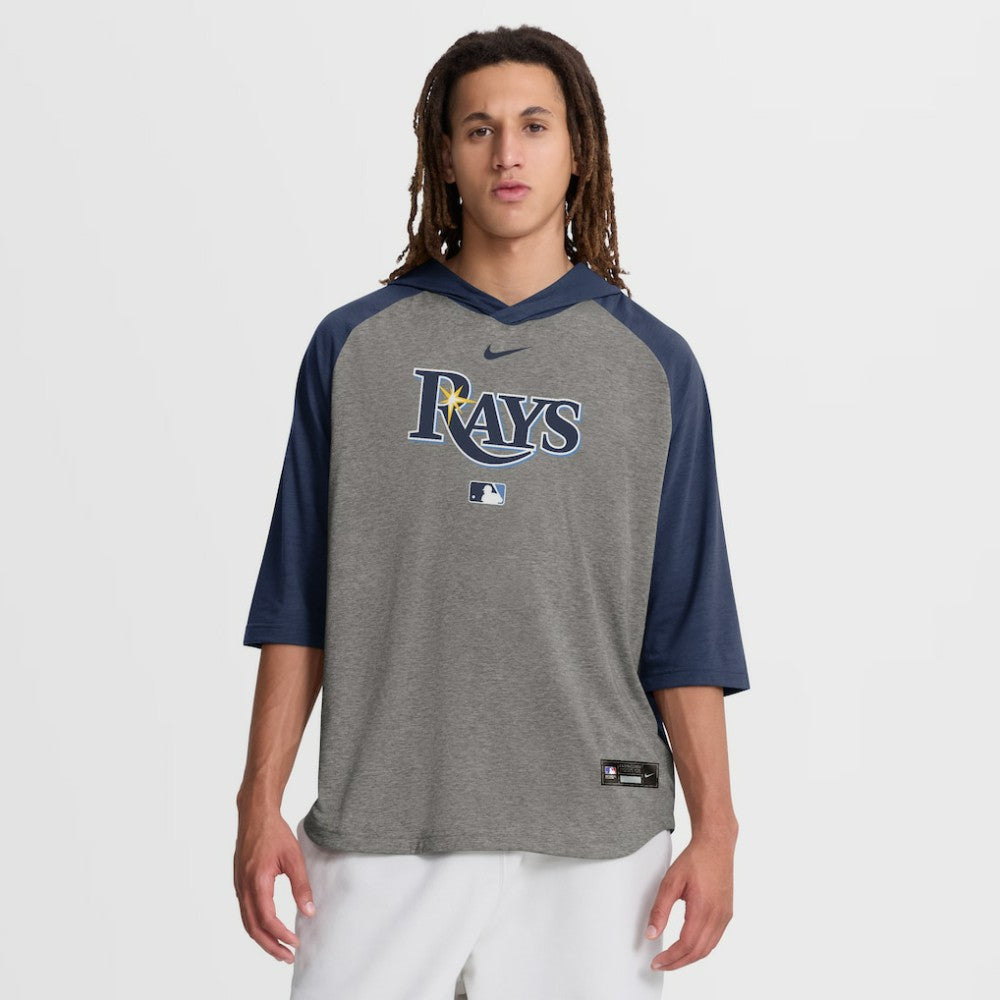 Gray Tampa Bay Rays Nike Authentic Collection Flux Dri-FIT Raglan 3/4-Sleeve Hooded T-Shirt