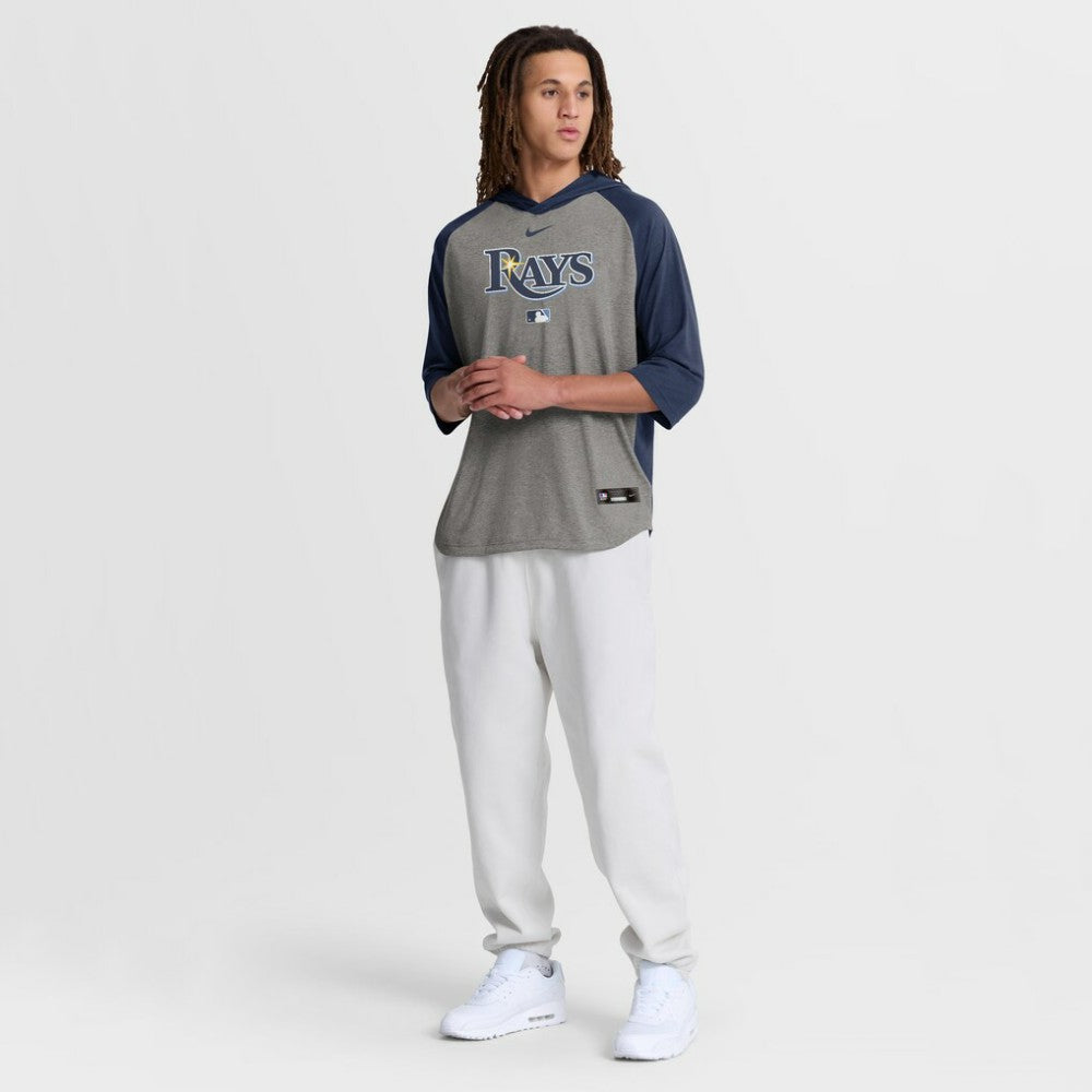 Gray Tampa Bay Rays Nike Authentic Collection Flux Dri-FIT Raglan 3/4-Sleeve Hooded T-Shirt