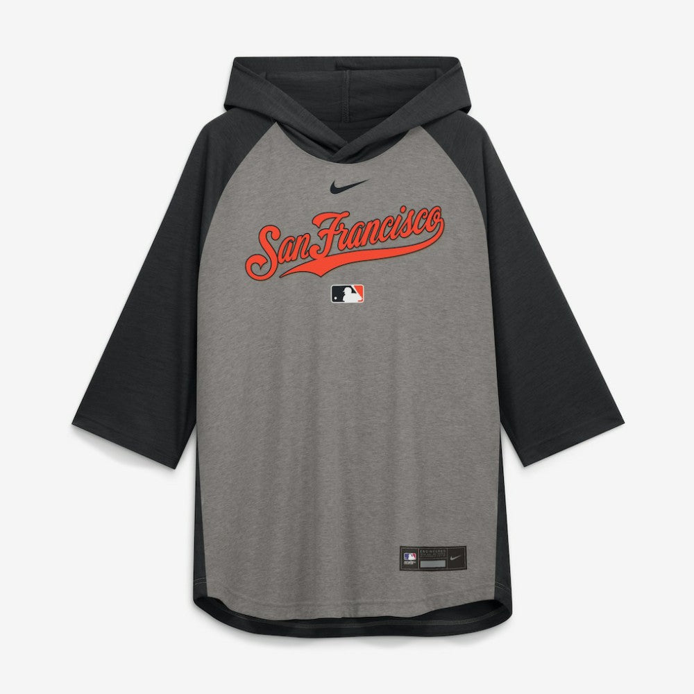 Gray San Francisco Giants Nike Authentic Collection Flux Dri-FIT Raglan 3/4-Sleeve Hooded T-Shirt