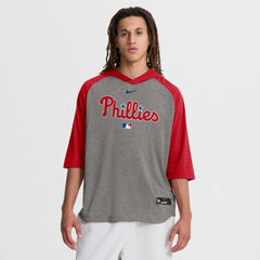 Gray Philadelphia Phillies Nike Authentic Collection Flux Dri-FIT Raglan 3/4-Sleeve Hooded T-Shirt