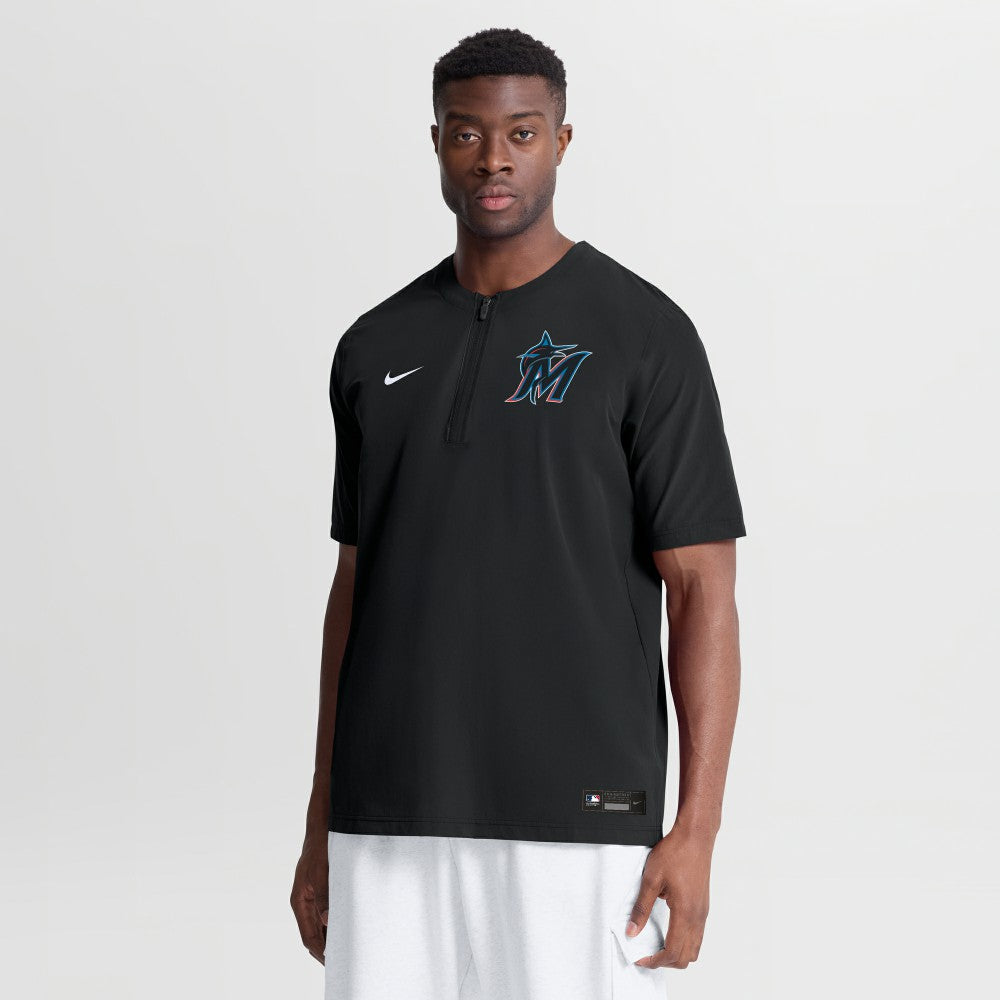 Black Miami Marlins Nike Authentic Collection Dri-FIT Quarter-Zip Windshirt