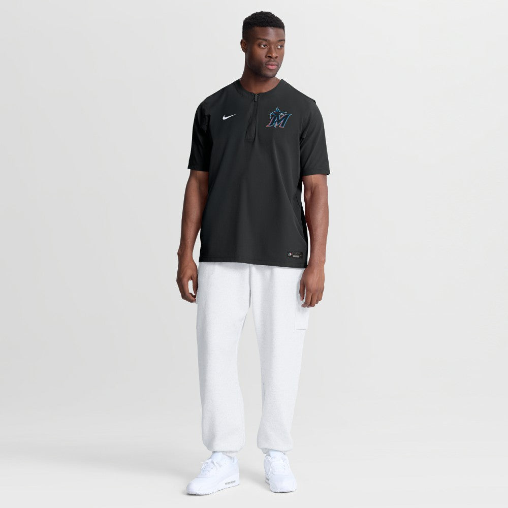 Black Miami Marlins Nike Authentic Collection Dri-FIT Quarter-Zip Windshirt