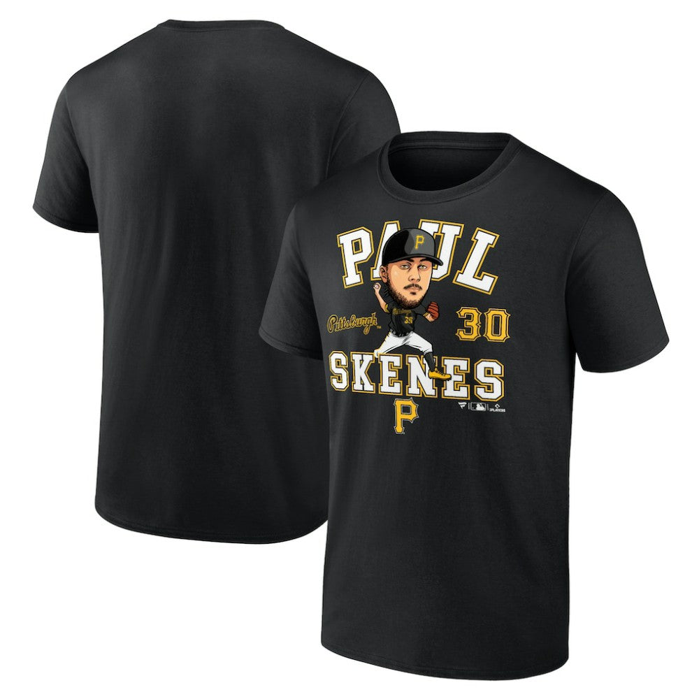 Black Paul Skenes Pittsburgh Pirates Fanatics Hometown Caricature T-Shirt