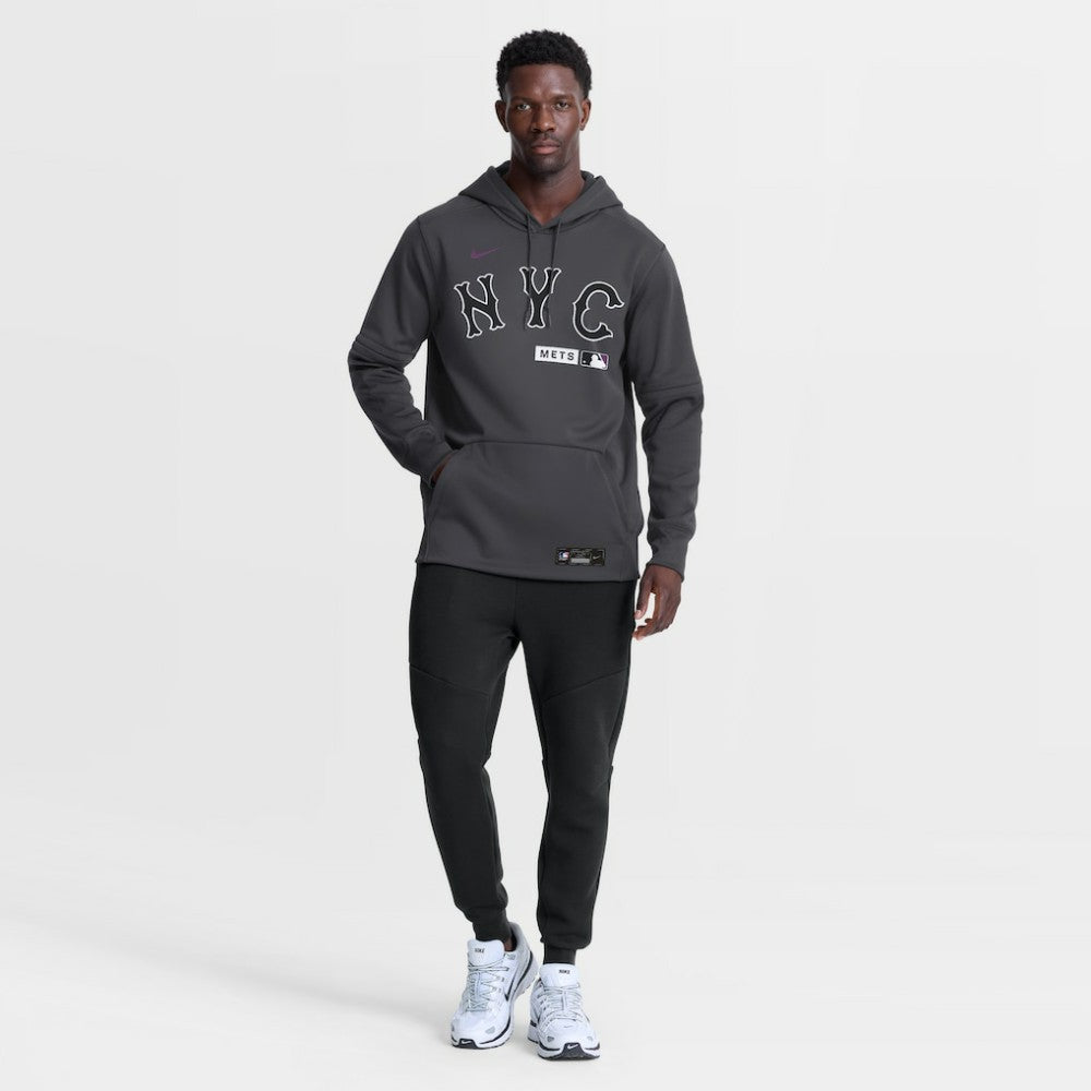 Anthracite New York Mets Nike Authentic Collection City Connect Therma-FIT Hoodie