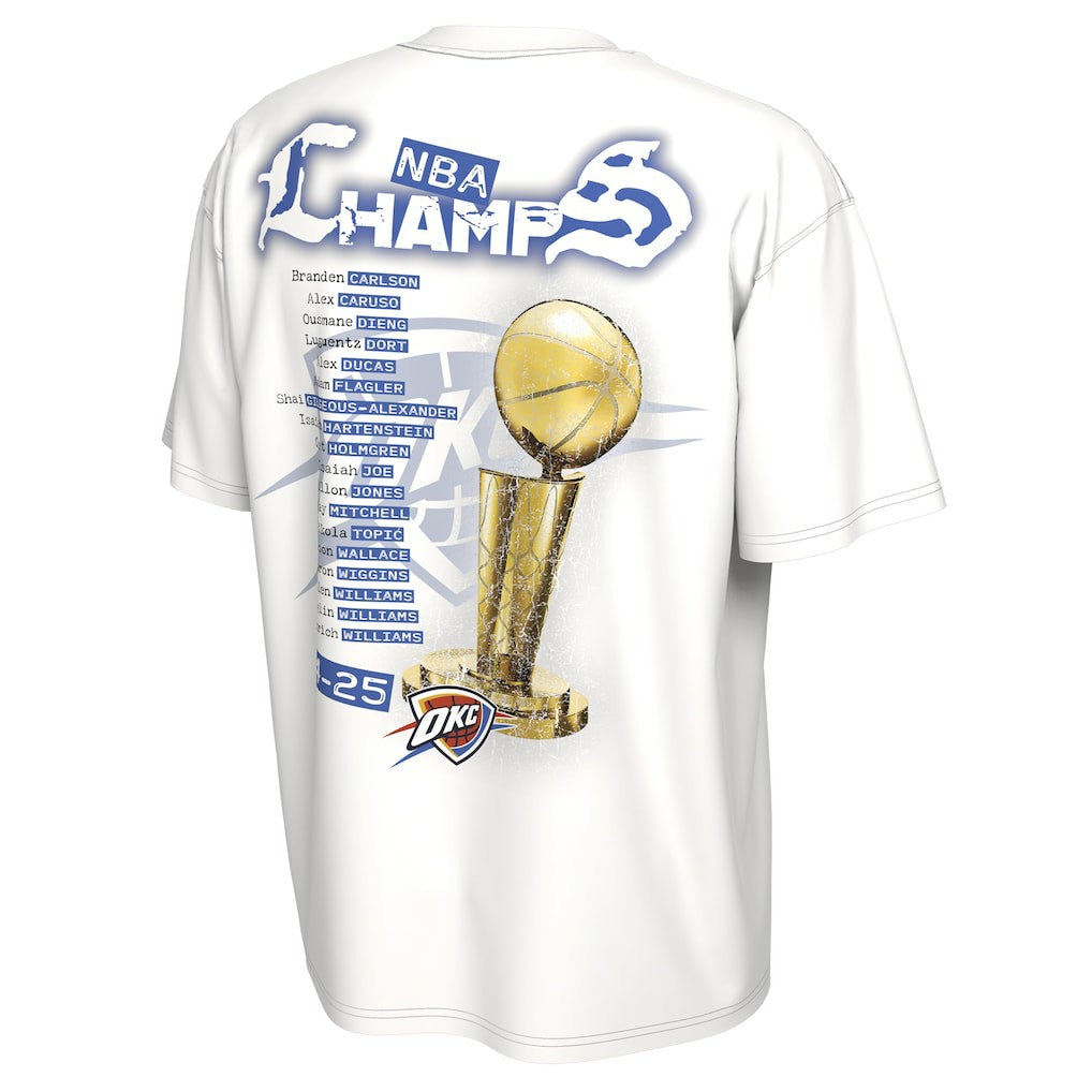 Nike Oklahoma City Thunder Unisex 2025 NBA Finals Champions Celebration Parade Roster T-Shirt