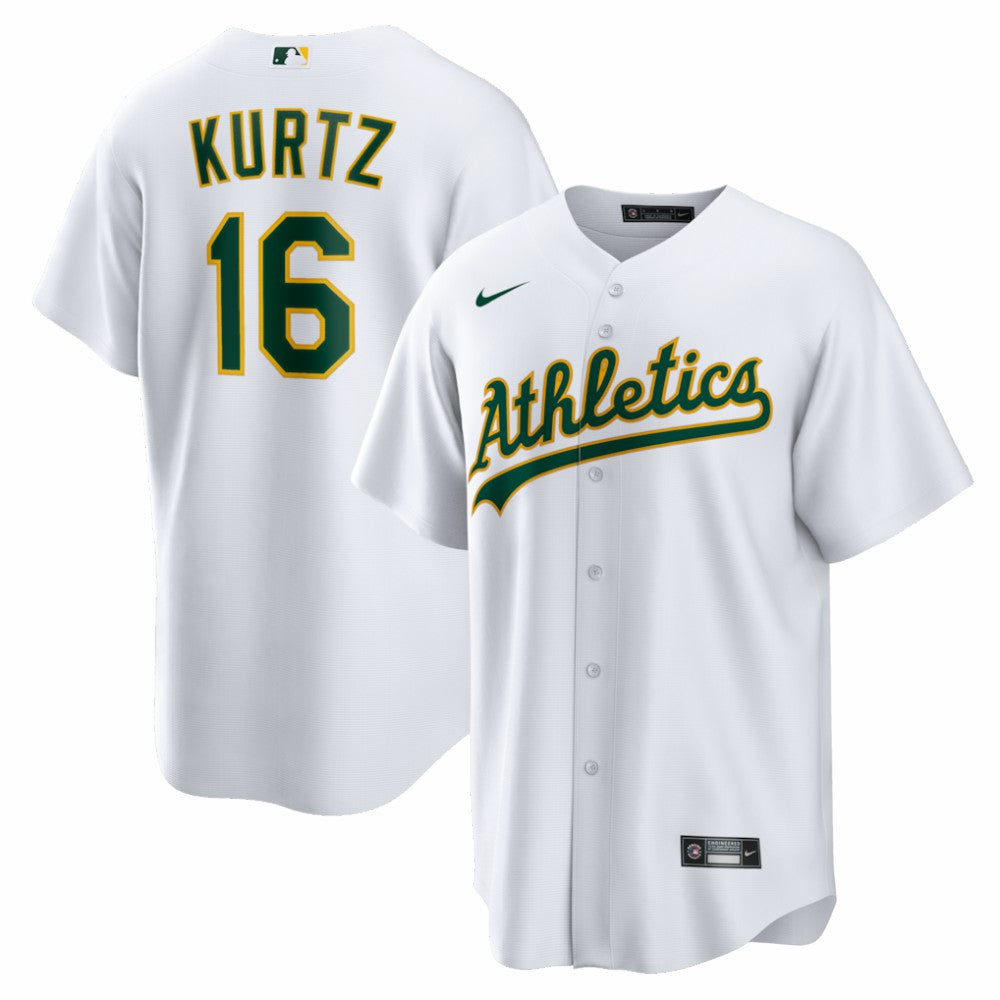 White Nick Kurtz Athletics Nike Home Replica Player Jersey